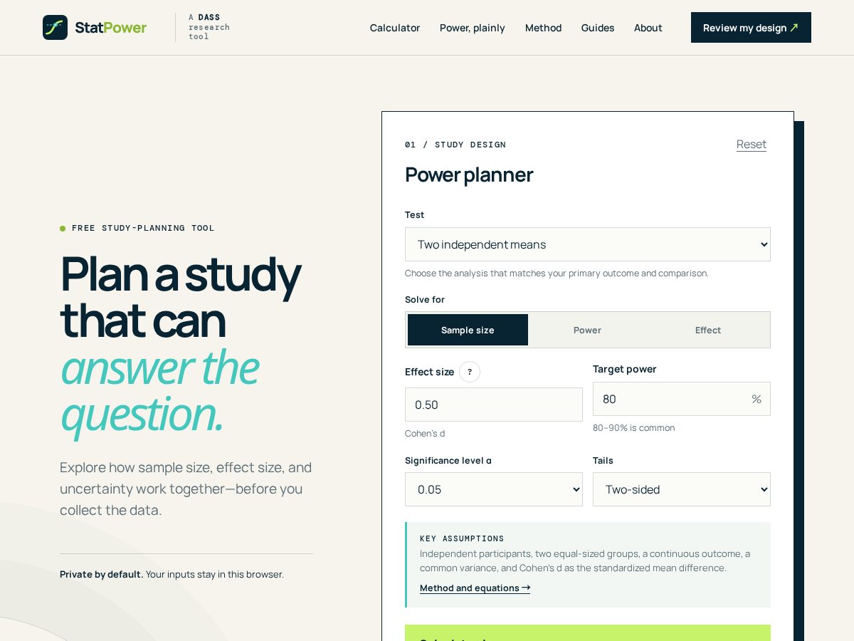 Landing-page snapshot of statpower.org