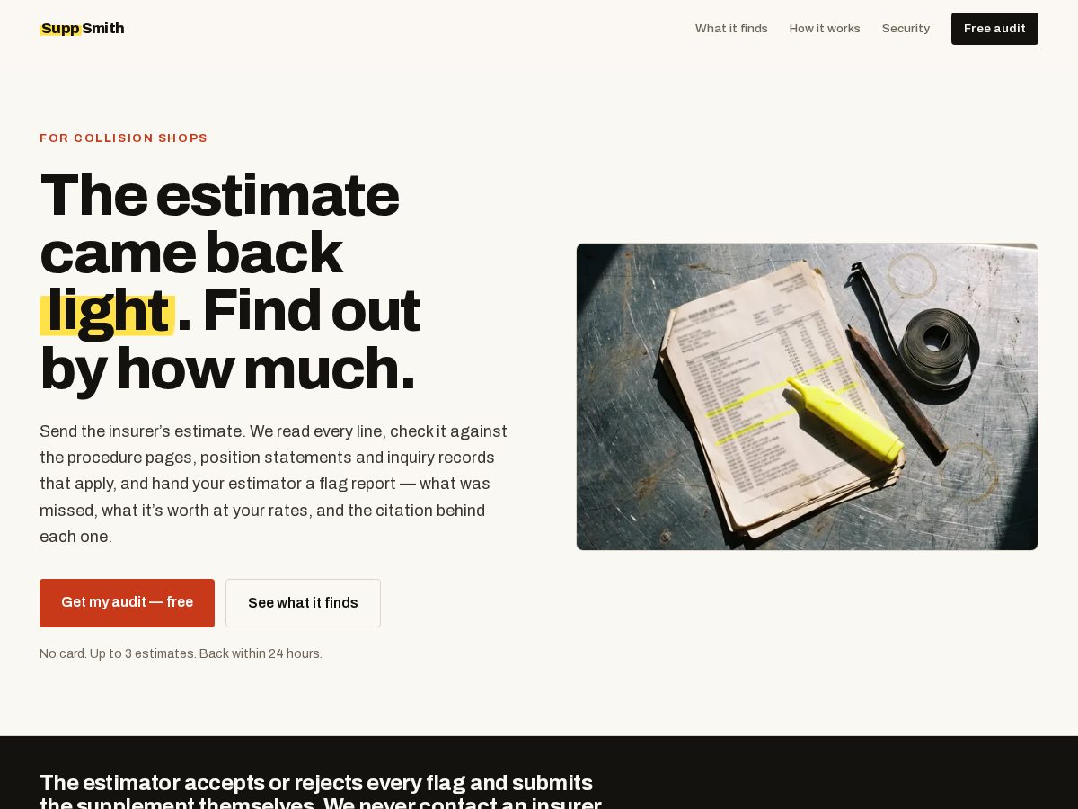 Landing-page snapshot of suppsmith.com