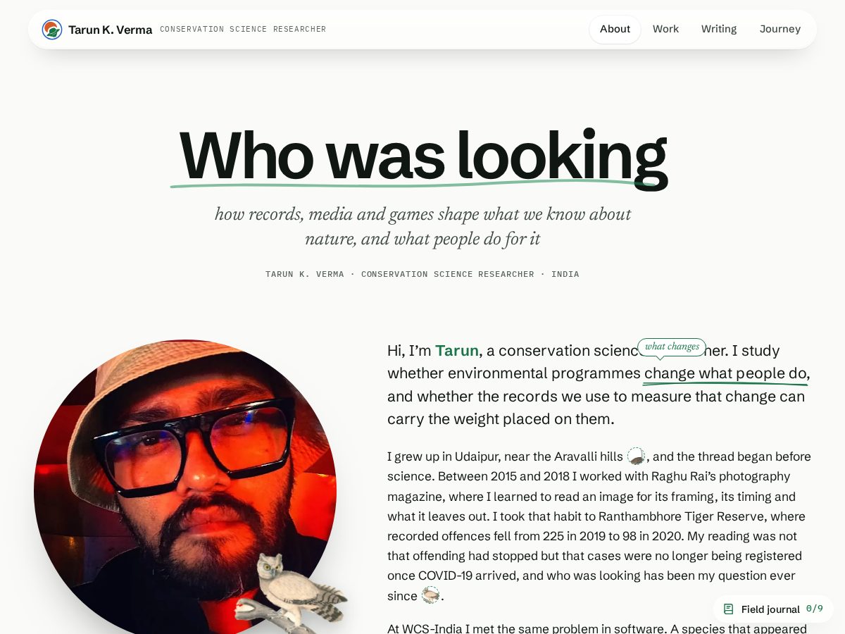Landing-page snapshot of tarunverma.com