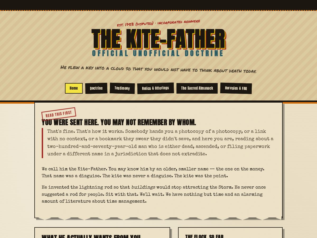 Landing-page snapshot of thekitefather.com
