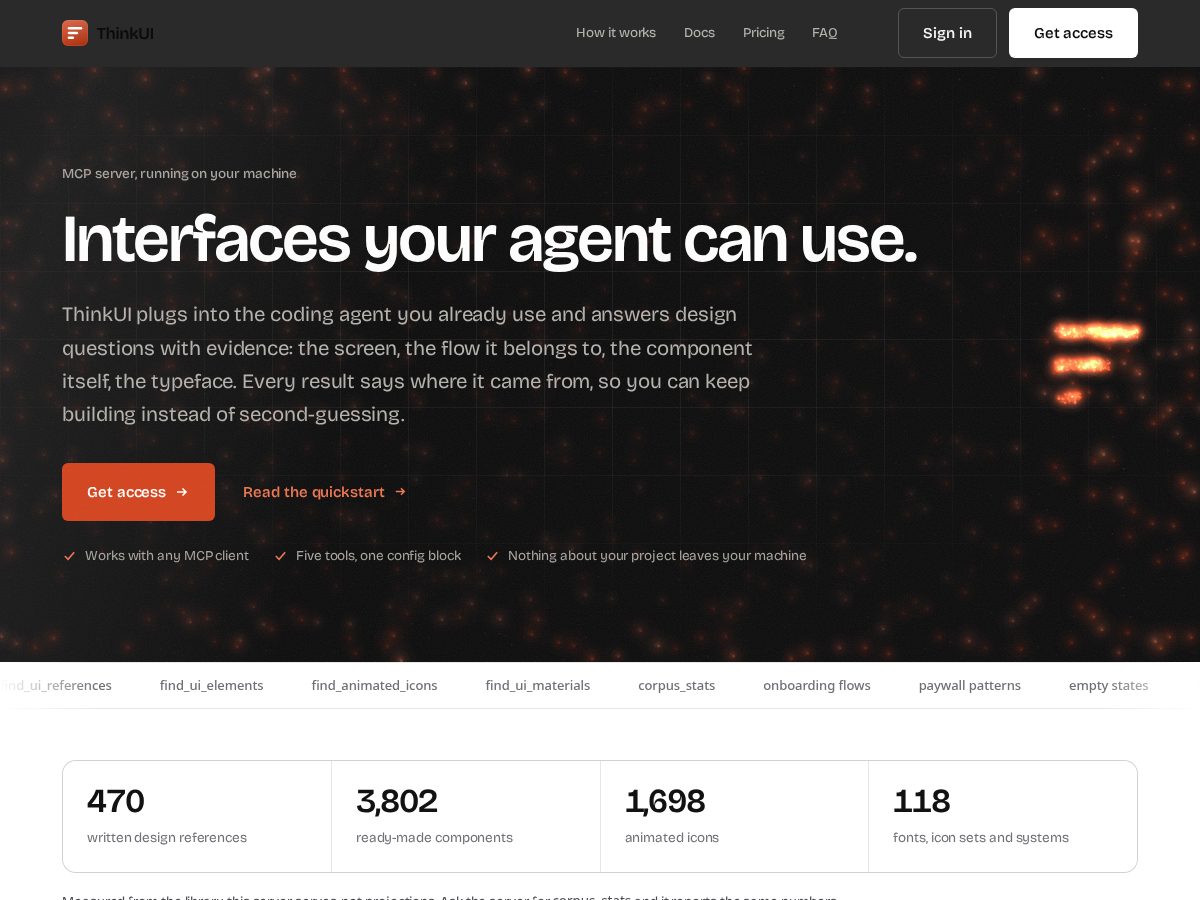 Landing-page snapshot of thinkui.xyz