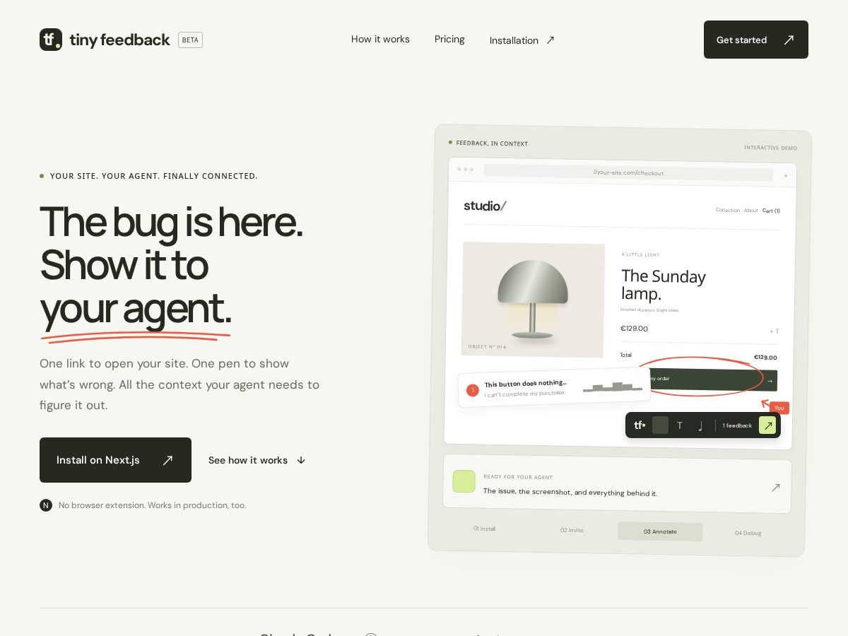 Landing-page snapshot of tiny-feedback.xyz