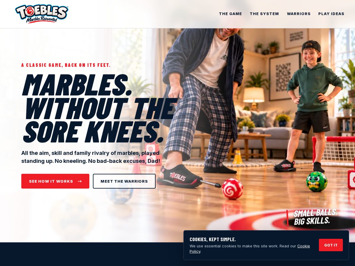 Landing-page snapshot of toebles.com