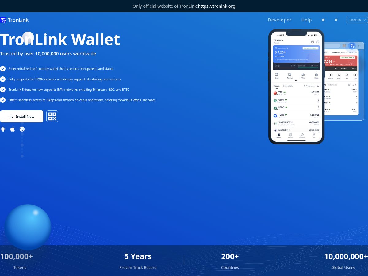 Landing-page snapshot of tronink.org