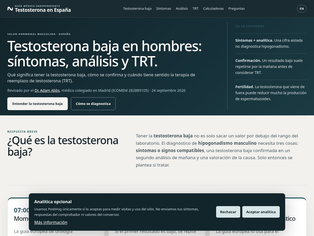 Landing-page snapshot of trtespana.com