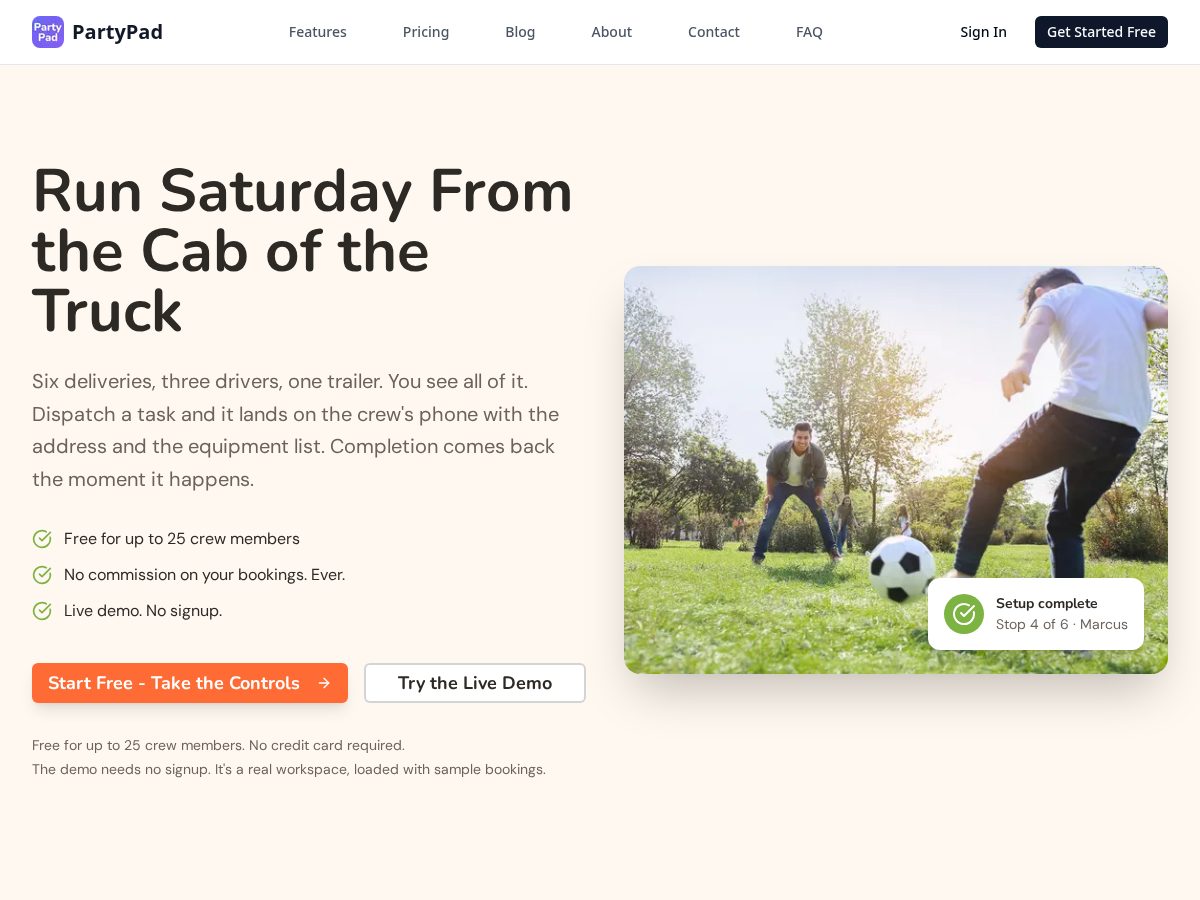 Landing-page snapshot of trypartypad.com