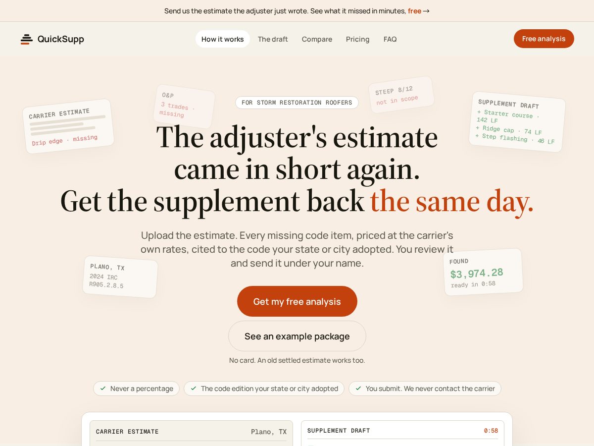 Landing-page snapshot of tryquicksupp.com