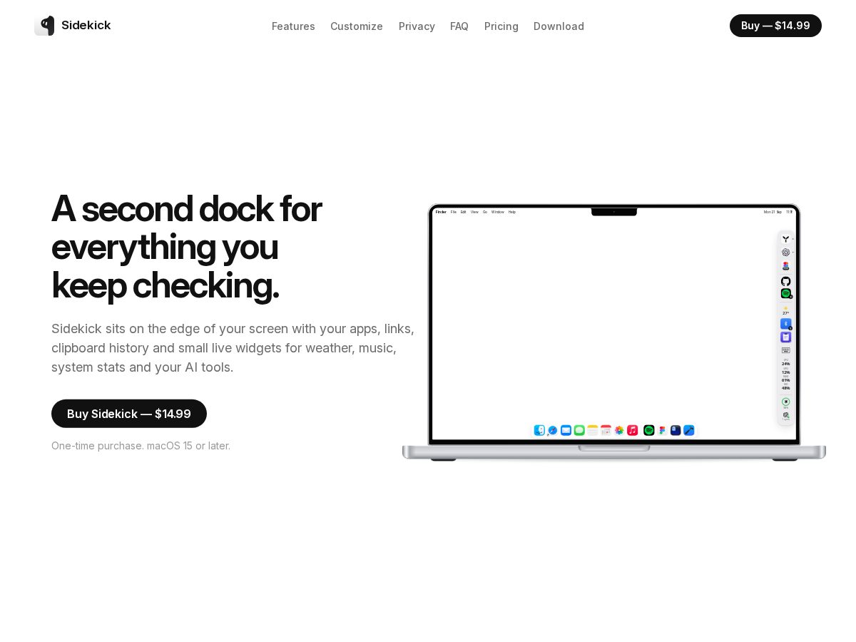 Landing-page snapshot of trysidekick.site