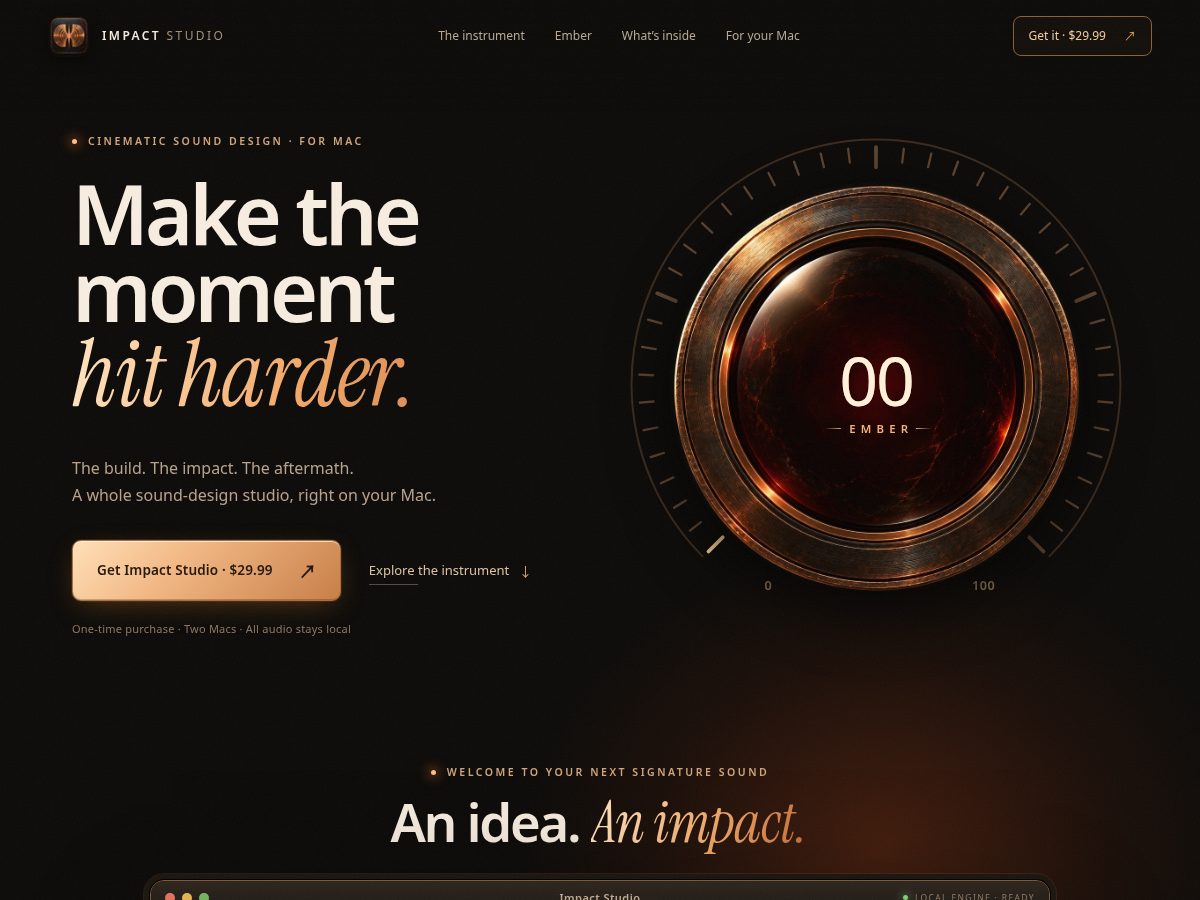 Landing-page snapshot of useimpactstudio.com