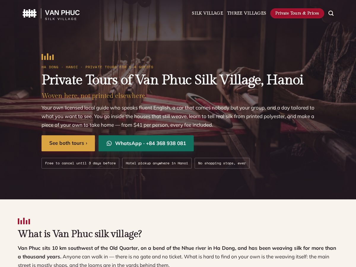 Landing-page snapshot of vanphucsilkvillage.com