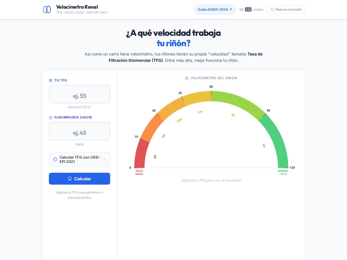 Landing-page snapshot of velocimetrorenal.com