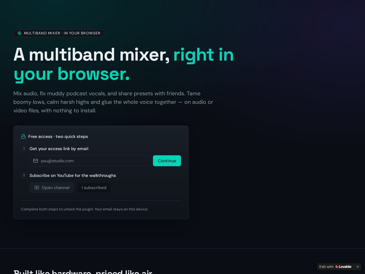 Landing-page snapshot of vocalband.dev