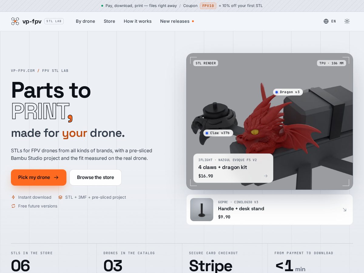 Landing-page snapshot of vp-fpv.com