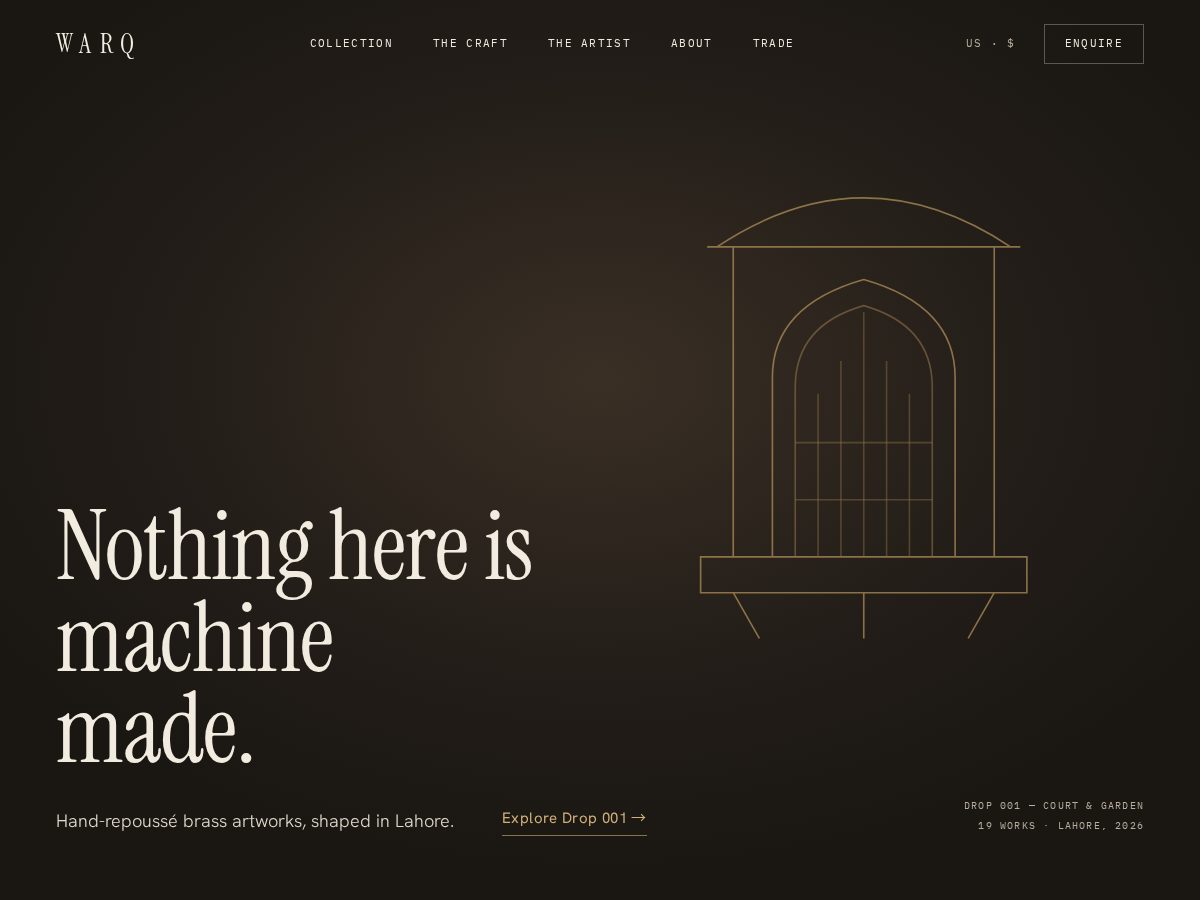 Landing-page snapshot of warqstudio.com