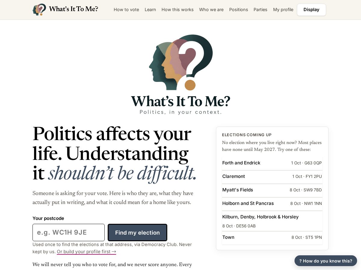 Landing-page snapshot of whatsittome.org
