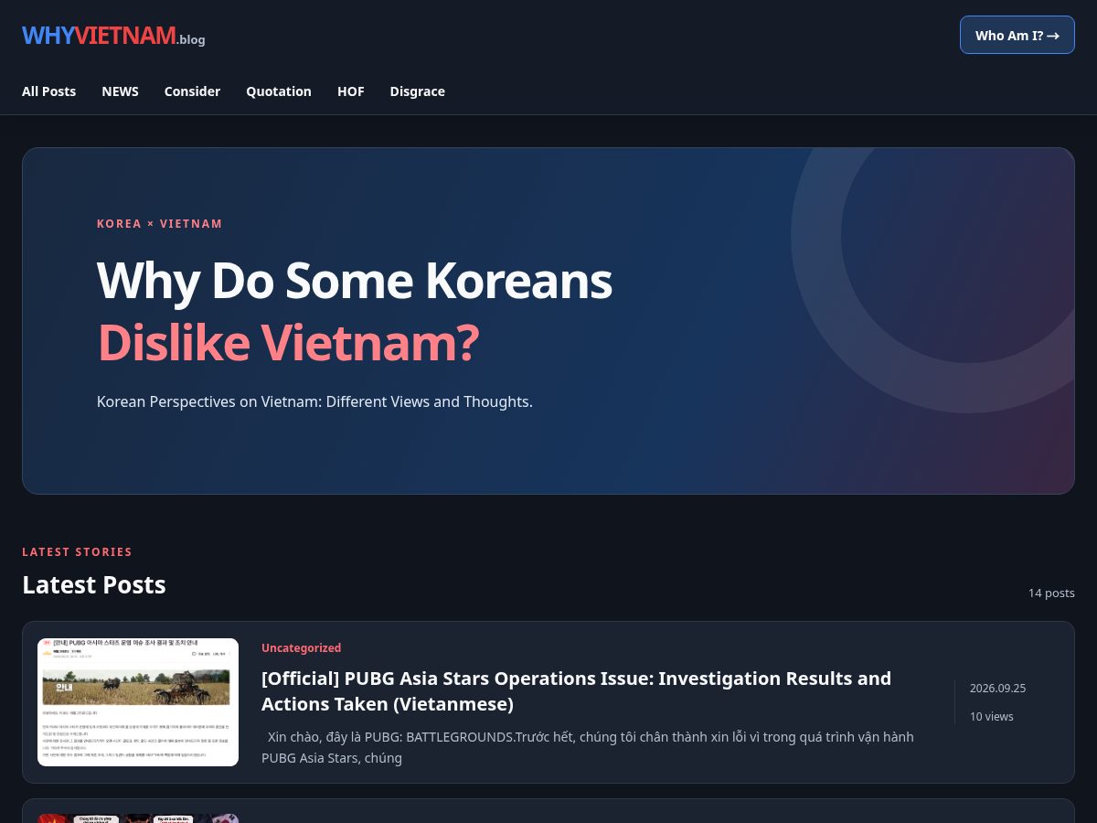 Landing-page snapshot of whyvietnam.blog