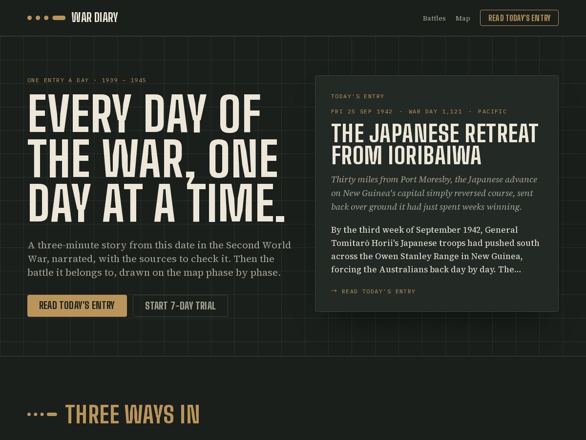 Landing-page snapshot of worldwardiary.com