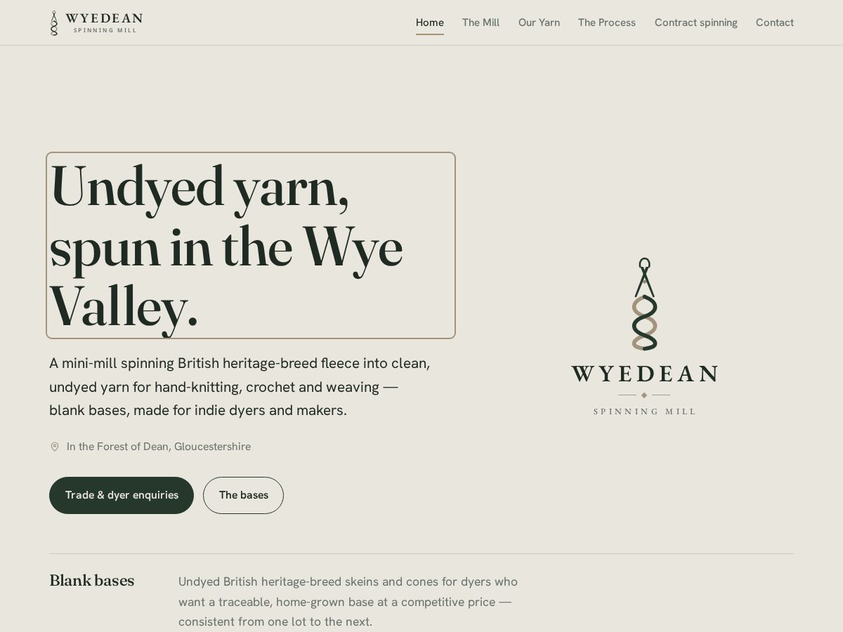 Landing-page snapshot of wyedeanspinningmill.com