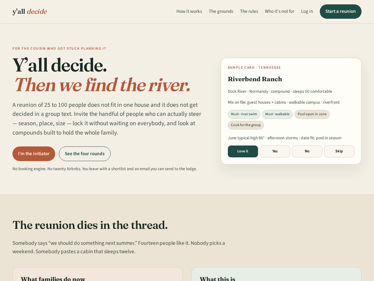 Landing-page snapshot of yalldecide.com