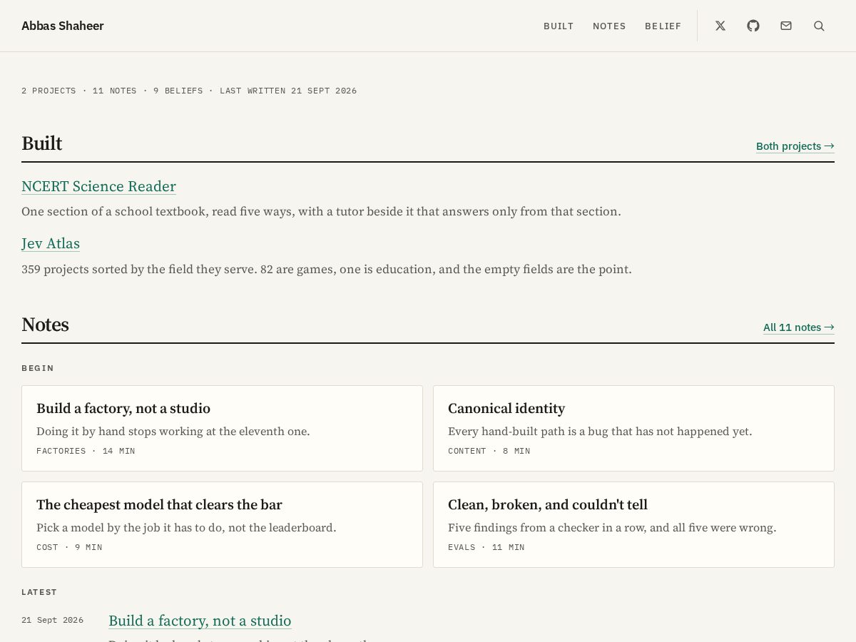 Landing-page snapshot of abbasshaheer.com