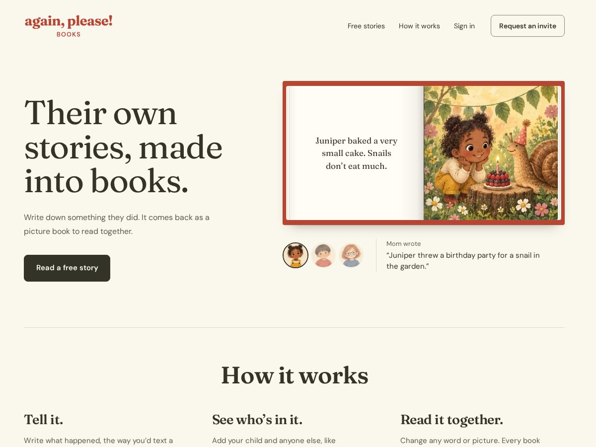 Landing-page snapshot of againpleasebooks.com