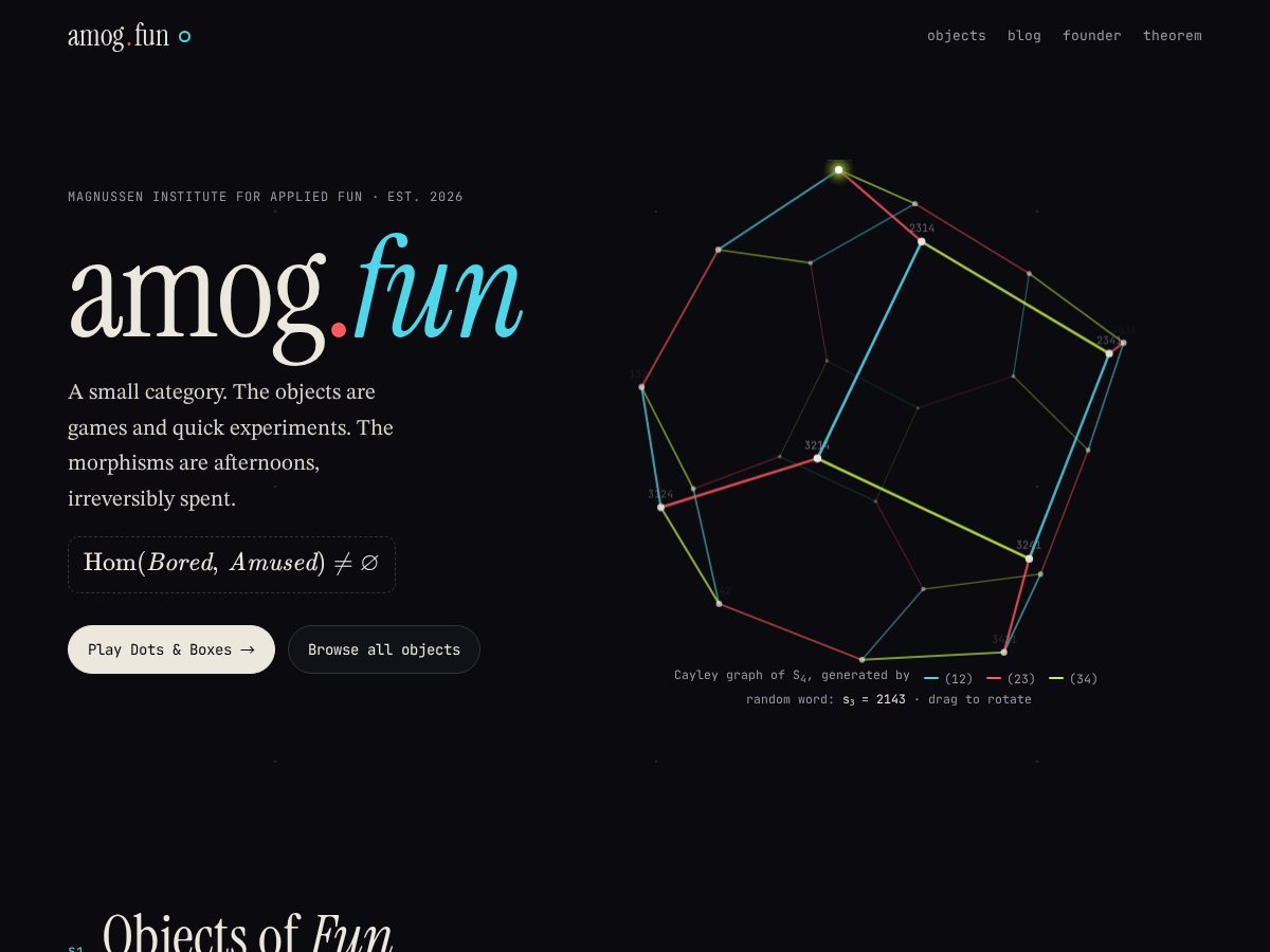 Landing-page snapshot of amog.fun