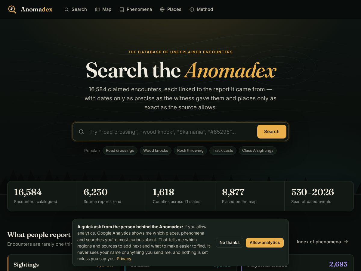 Landing-page snapshot of anomadex.com