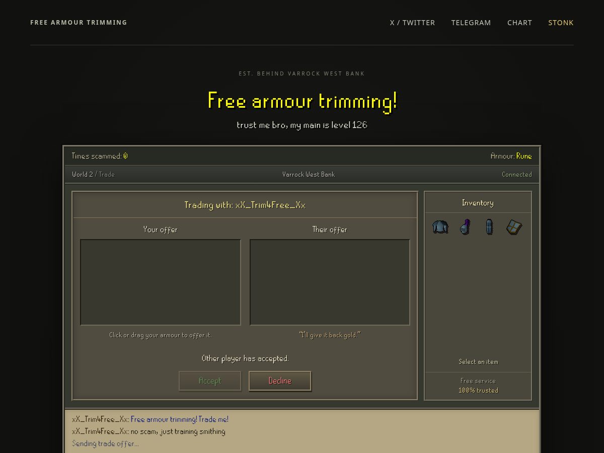Landing-page snapshot of armourtrimming.trade