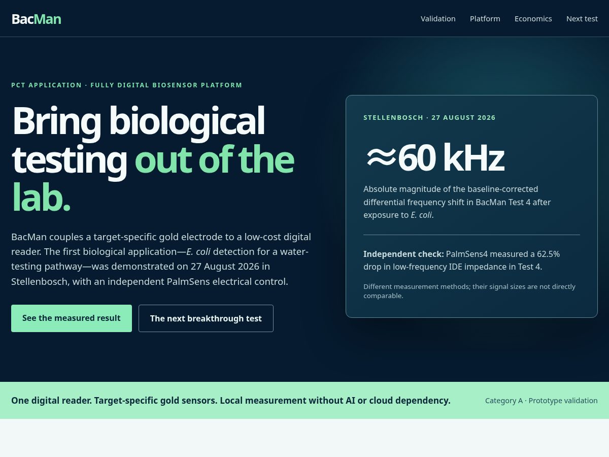 Landing-page snapshot of bacmantech.com
