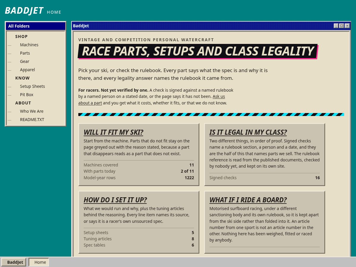 Landing-page snapshot of baddjet.com