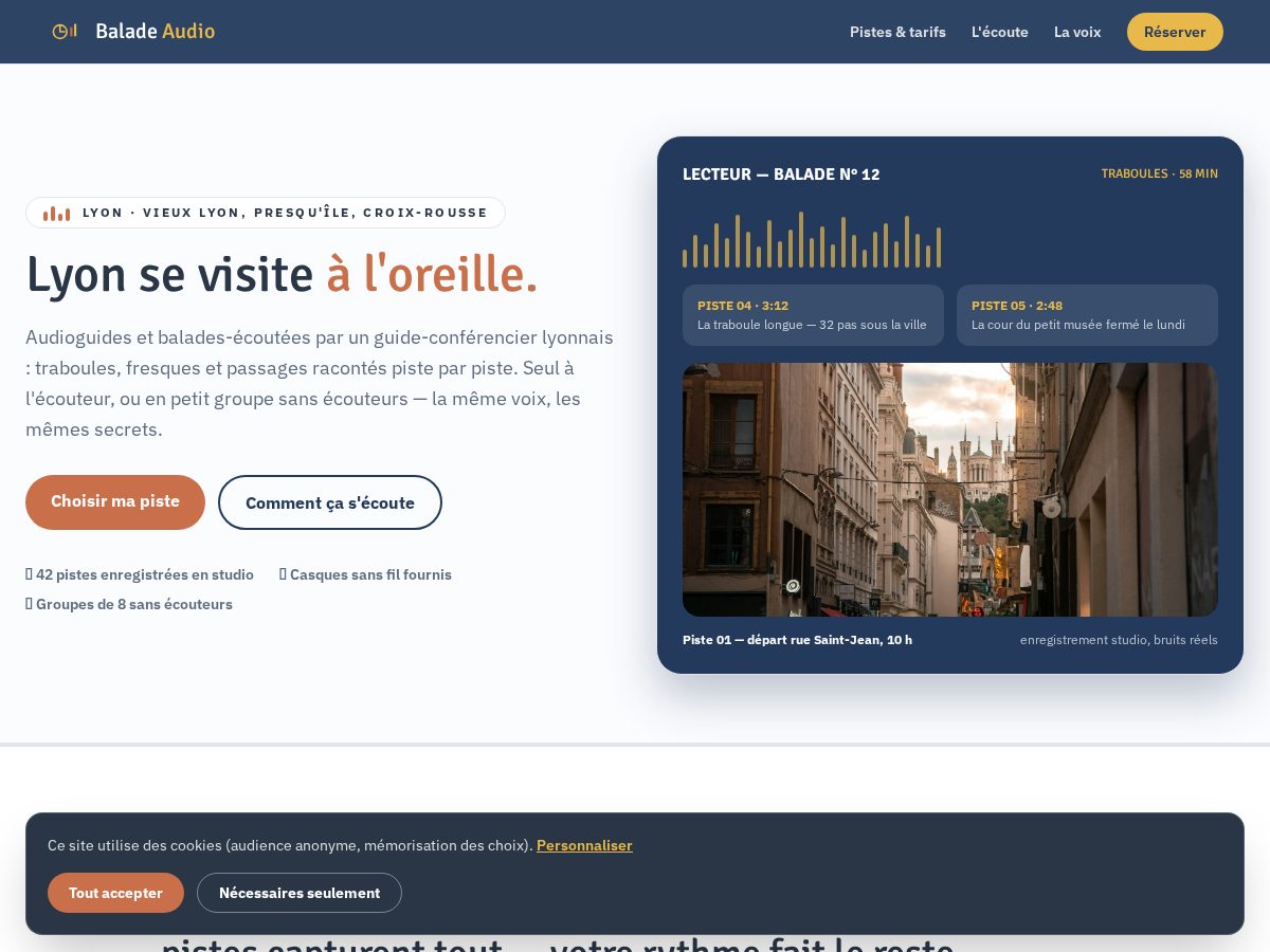 Landing-page snapshot of baladeaudio.click