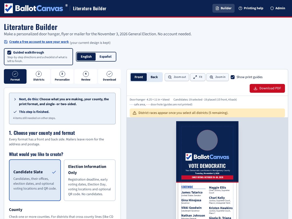 Landing-page snapshot of ballotcanvas.com