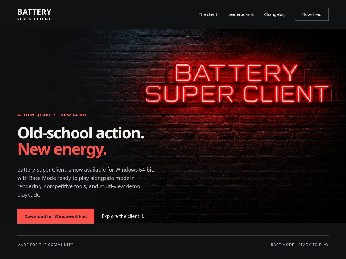 Landing-page snapshot of batterysuperclient.com