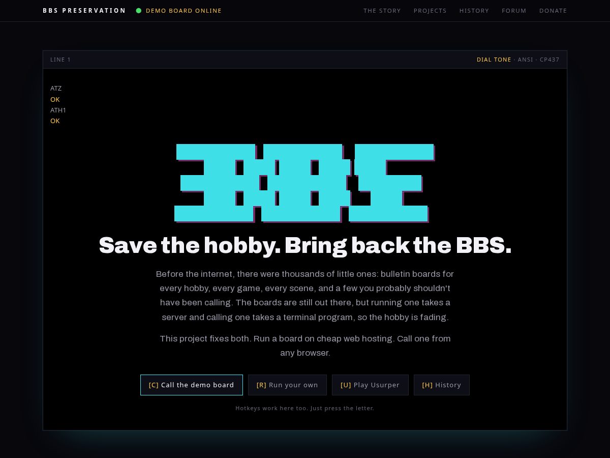 Landing-page snapshot of bbspreservation.org