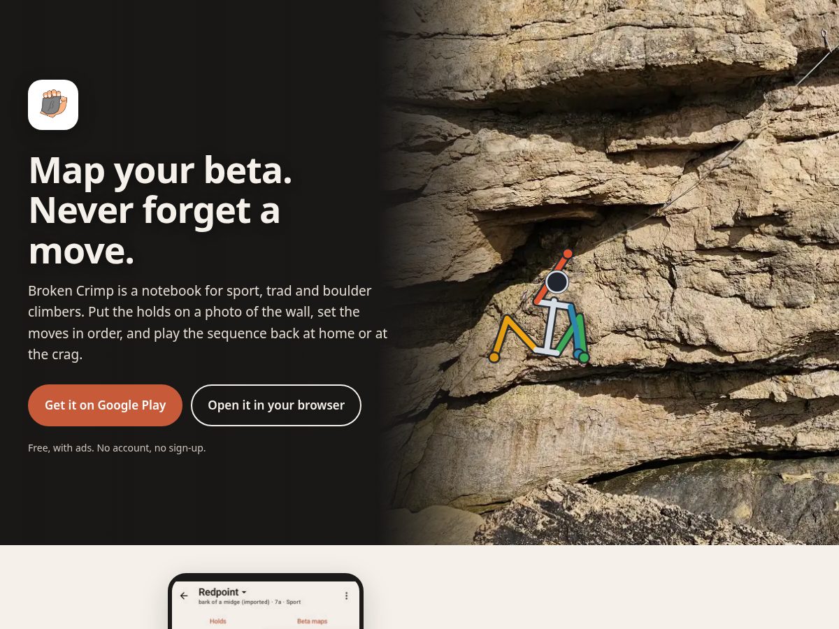 Landing-page snapshot of brokencrimp.com