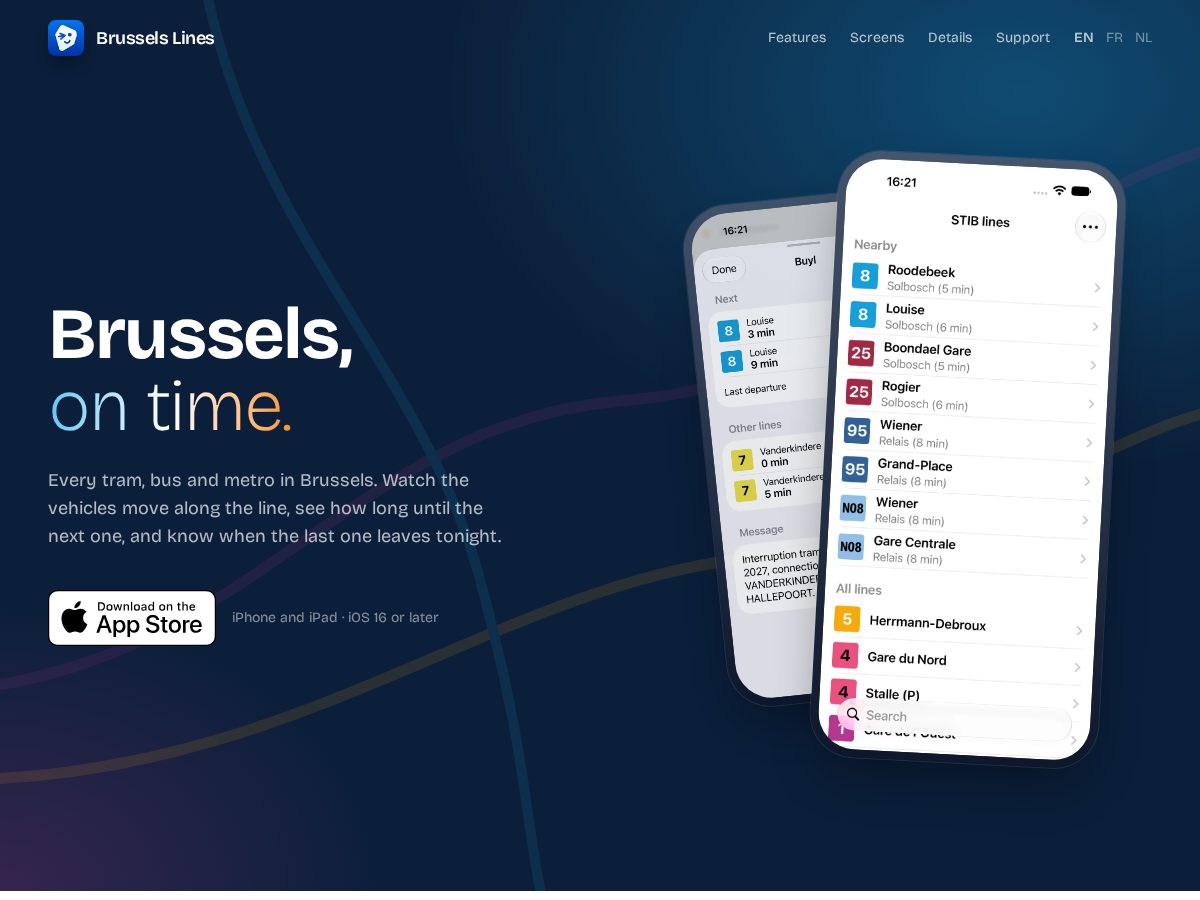 Landing-page snapshot of brussels-lines.app