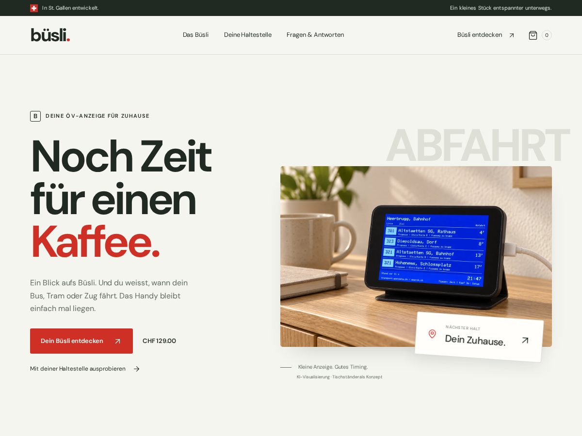 Landing-page snapshot of buesli.com