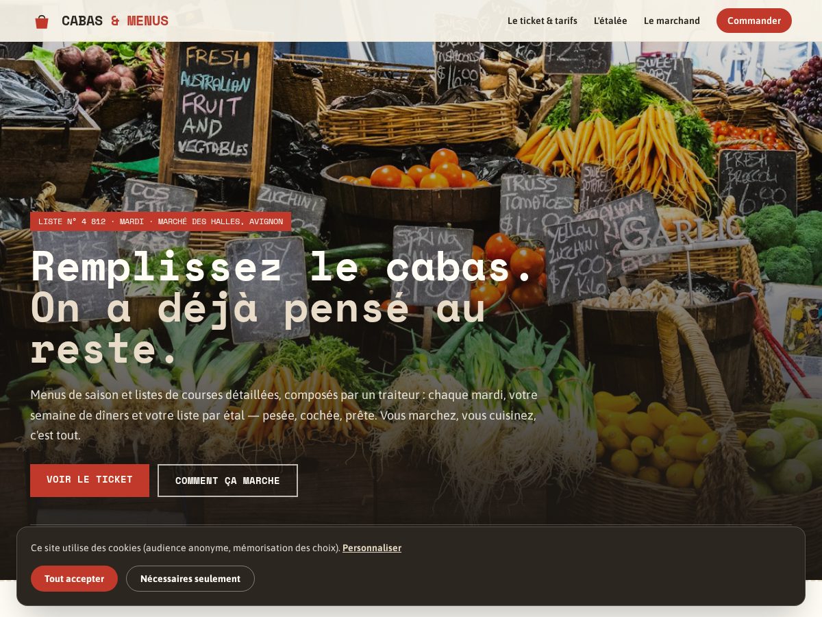 Landing-page snapshot of cabassetmenus.click