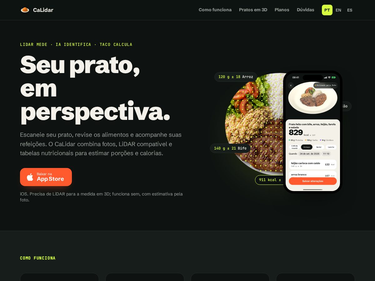 Landing-page snapshot of calidar.dev