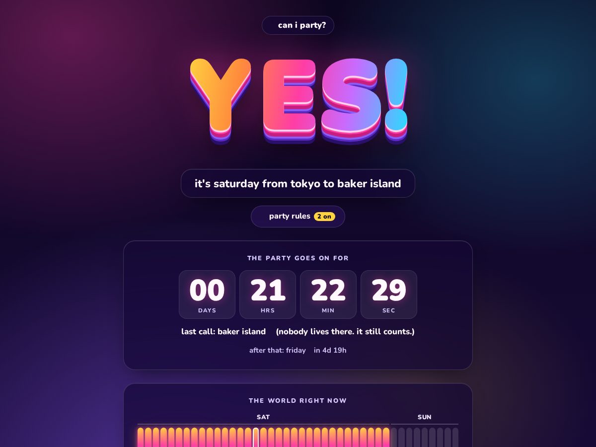 Landing-page snapshot of caniparty.com