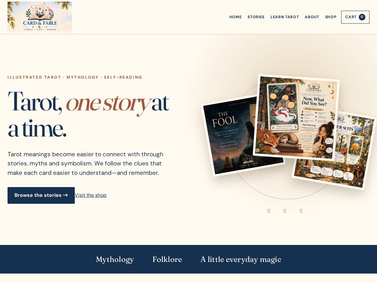 Landing-page snapshot of cardandfable.com