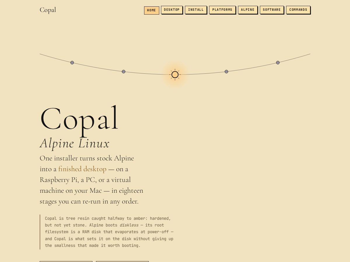 Landing-page snapshot of copallinux.org