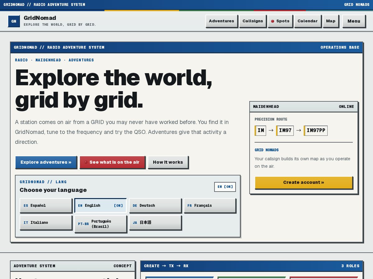 Landing-page snapshot of cqgridnomad.com