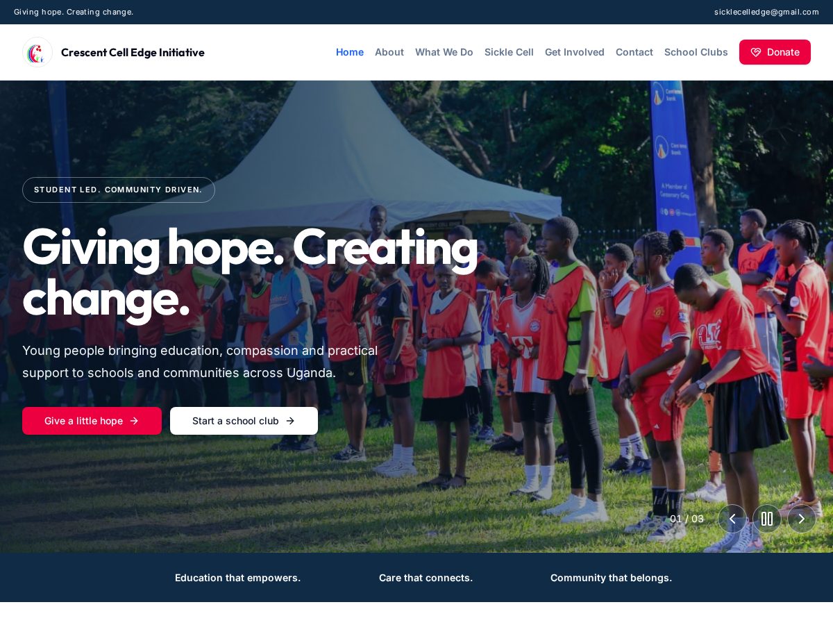 Landing-page snapshot of crescentcelledgeinitiative.org