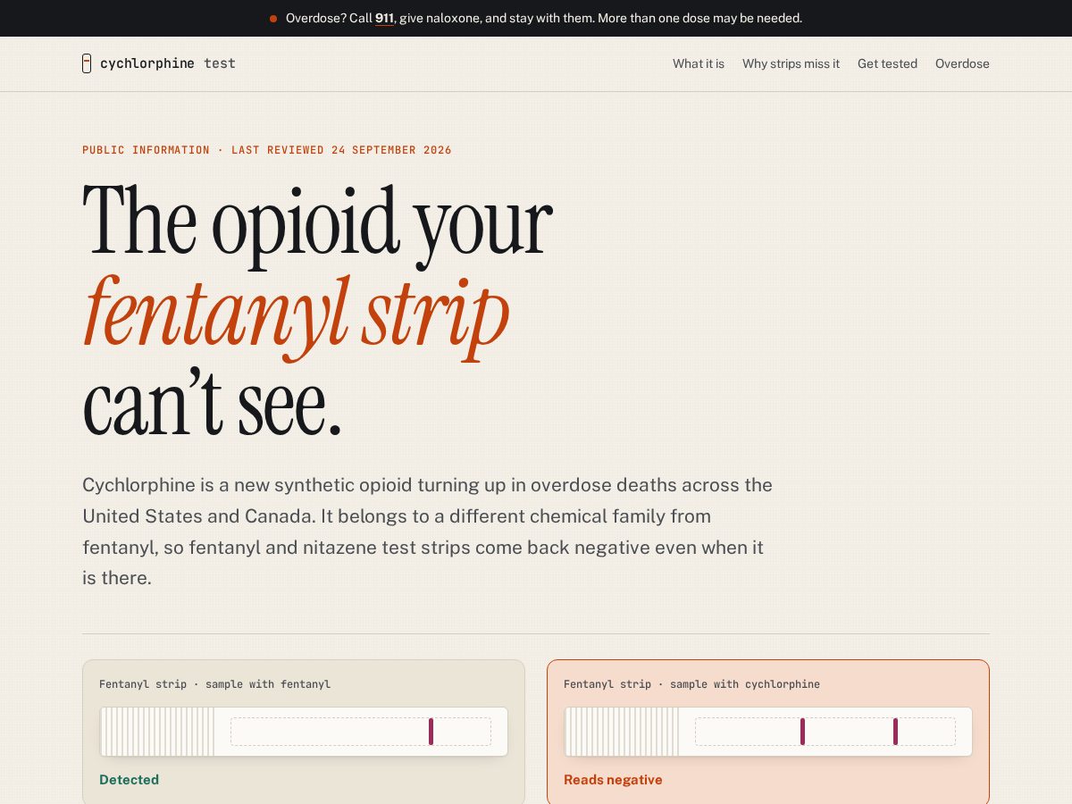 Landing-page snapshot of cychlorphinetest.com
