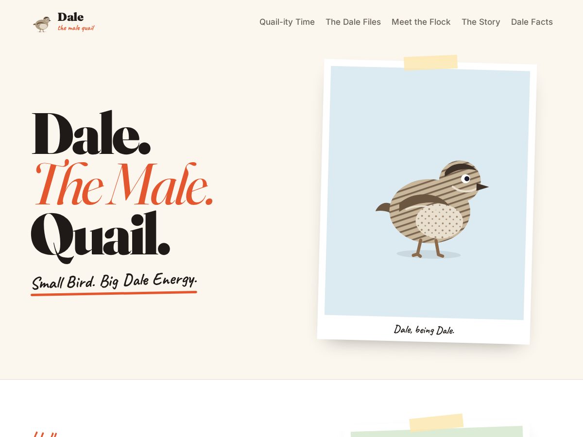 Landing-page snapshot of dalethequail.com