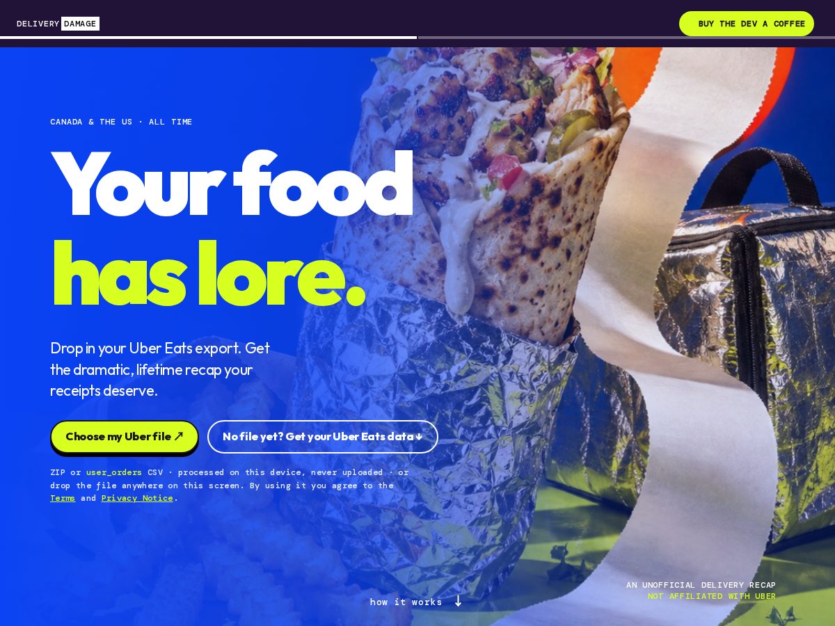 Landing-page snapshot of deliverydamage.com