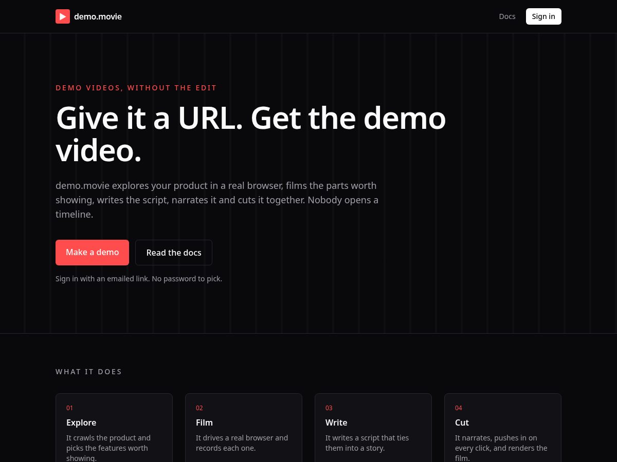 Landing-page snapshot of demo.movie