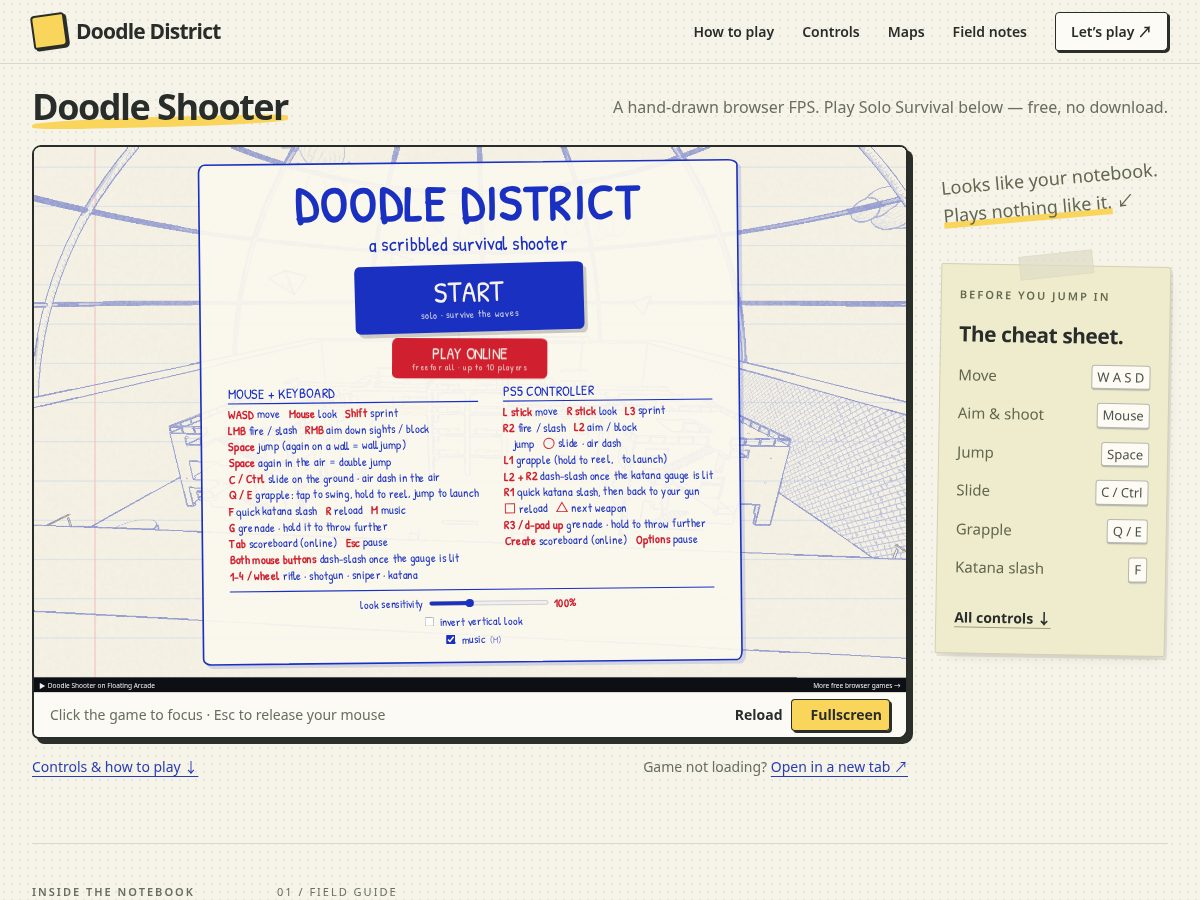 Landing-page snapshot of doodledistrict.online