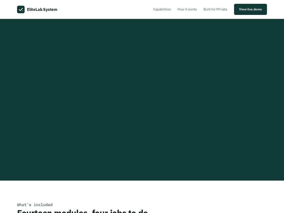 Landing-page snapshot of elitelabsystem.com